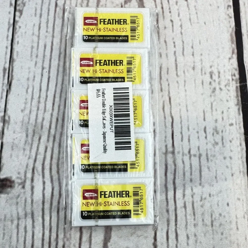 Feather Double Edge Safety Razor Blades 50 Count Platinum Coated Stainless